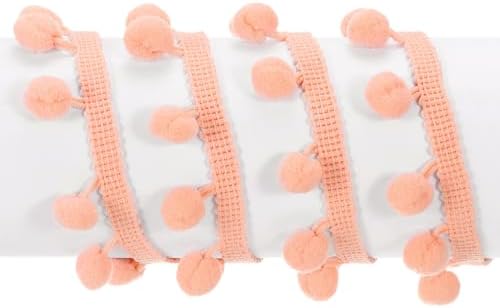 Uxcell Pom Pom Ball Fringe Trim 20 Yards Coral Pink