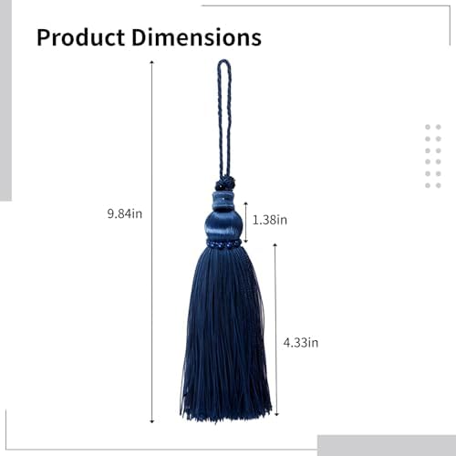 4 PCS Dark Blue Silky Tassel with Loop Keychains