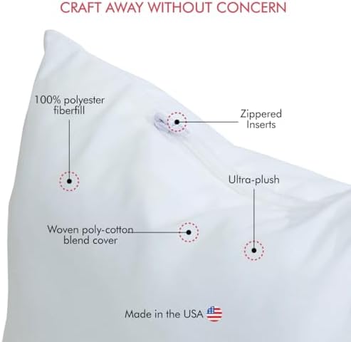 Fairfield Poly-Fil Premier Ultra Plush Pillow Insert 10x10 Inch White