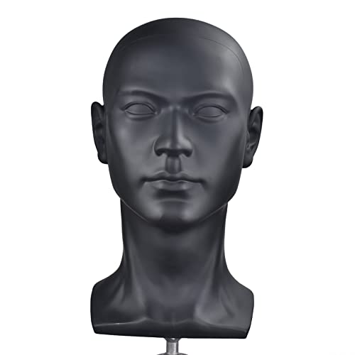 Miaomanzi PVC Mannequin Head Black Male Display Dummy Model