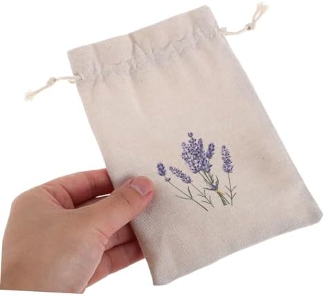 8pcs Lavender Canvas Drawstring Pouches for Jewelry and Small Items