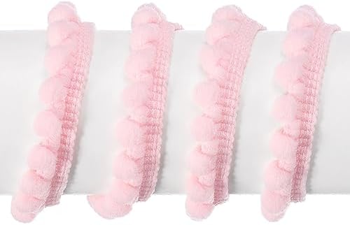 Uxcell 2Pcs 10 Yards Pom Pom Fringe Trim 5mm Pink