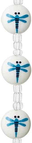Small Dragonfly Lentil Glass Beads 12mm