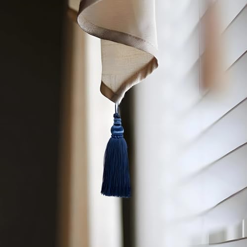 4 PCS Dark Blue Silky Tassel with Loop Keychains