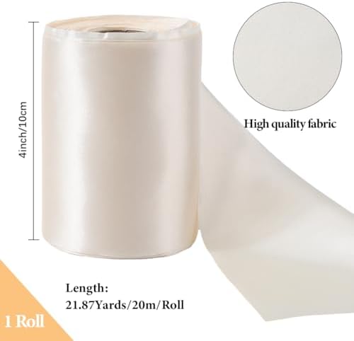 4 Inch Double Face White Satin Ribbon for Wedding Gift Wrapping