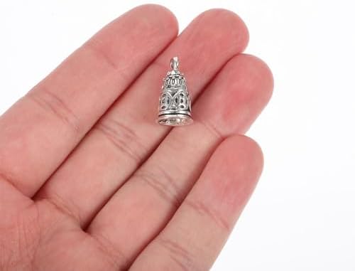 EXCEART 10pcs Silver Bell Charms for Crafts and Jewelry