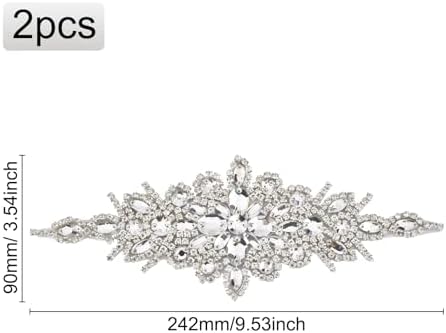 Fingerinspire 2pcs Rhinestone Applique for Wedding Dress