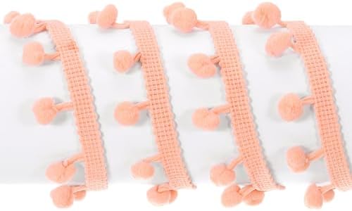 Uxcell Pom Pom Ball Fringe Trim 10 Yards Coral Pink