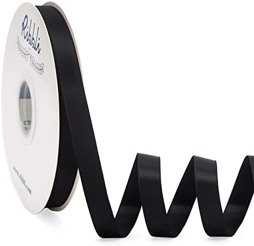 Ribbli Black Satin Ribbon 12 Inch x 50 Yards Continuous