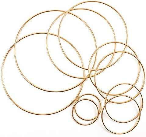 BigOtters Dream Catcher Rings Set of 10 Gold Metal Hoops