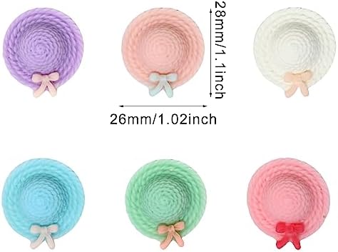 Honbay 36PCS Cartoon Slime Charms Mini Straw Hat Flatback Resin Cabochons