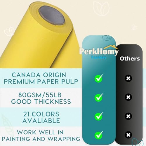 PerkHomy 24 x 120 Lemon Yellow Kraft Paper Roll for Crafting