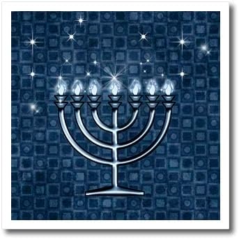3dRose Hanukkah Menorah Blue Iron On Heat Transfer 8x8 Inch