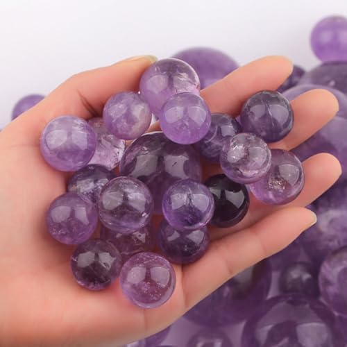7 Pcs Amethyst Round Smooth Beads for DIY Jewelry Chakra Balancing