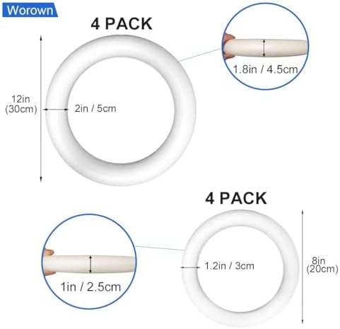 Worown 8 Pcs Foam Wreath Forms 8 12 Inch