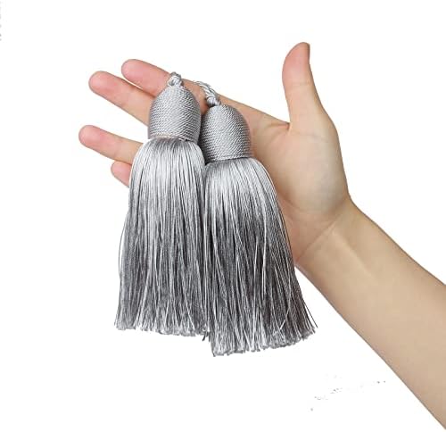 Fenghuangwu 2pcs Tassel Charms Silver Key Tassels with Loop