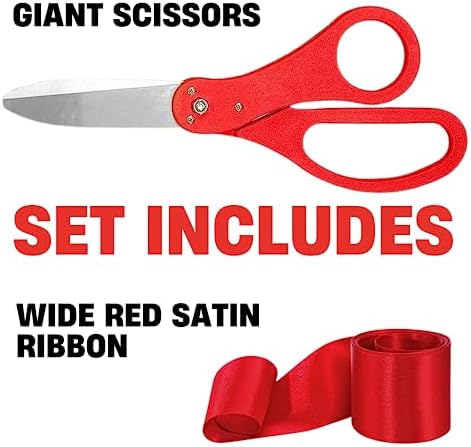 Red Ribbon Cutting Ceremony Kit with 20 Inch Giant Scissors