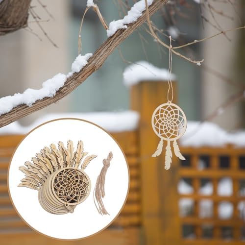 Garneck 20 Pcs Mini Dream Catcher Wood Craft DIY Kit