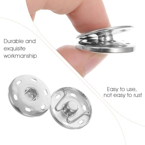 1 Inch Snaps for Fabric - 20 Sets Black and Silver