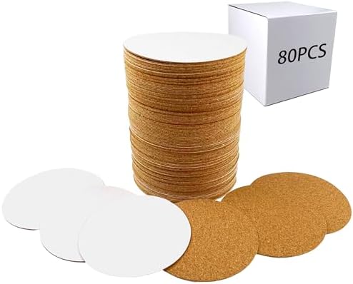 80 PCS Round Self-Adhesive Cork Backing Sheets