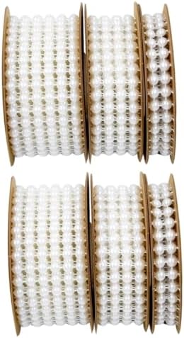 NUOBESTY 6 Rolls Wedding Bead Ribbon Decorative Band