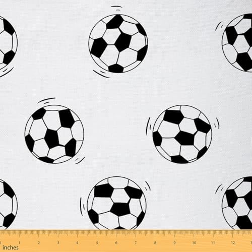 Feelyou Soccer Ball Upholstery Fabric 1 Yard Black White