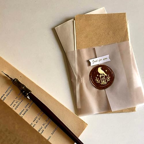 Hourglass Wax Stamp with Crow and Leaves Design