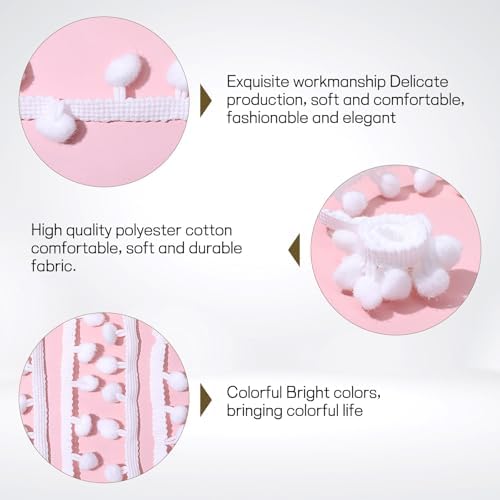22 Yard White Pom Pom Trimming Ribbon for Crafts and Sewing