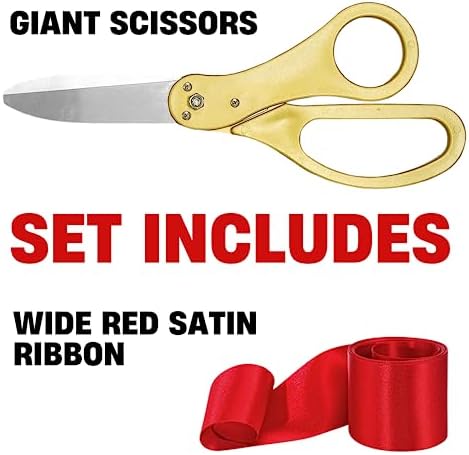 Ribbon Cutting Ceremony Kit with Giant Scissors and Red Ribbon