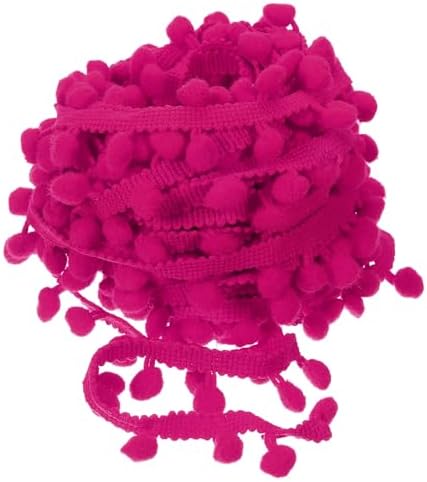 Uxcell Pom Pom Fringe Trim 20 Yards 8mm Fuchsia