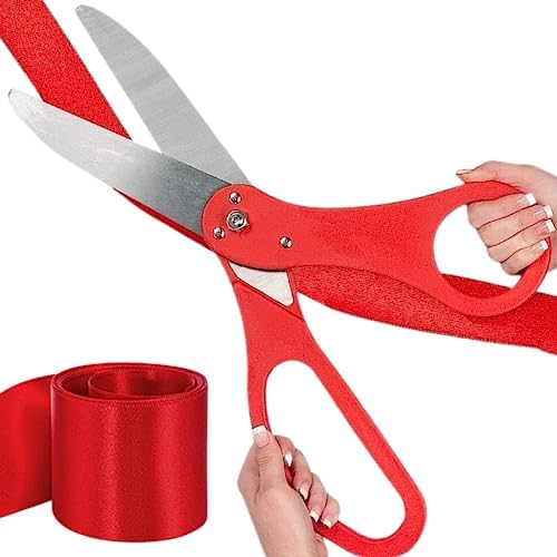 Red Ribbon Cutting Ceremony Kit with 20 Inch Giant Scissors
