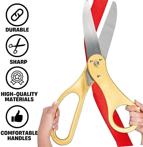 Ribbon Cutting Ceremony Kit with Giant Scissors and Red Ribbon