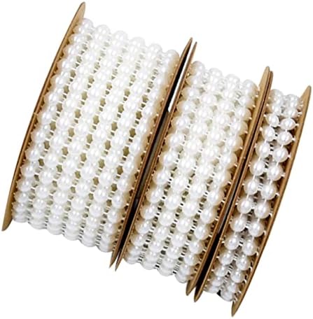 NUOBESTY 6 Rolls Wedding Bead Ribbon Decorative Band