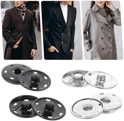 1 Inch Snaps for Fabric - 20 Sets Black and Silver