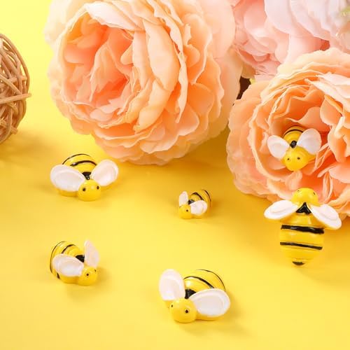 120Pcs Bumble Bee Decor Resin Charms for DIY Crafts