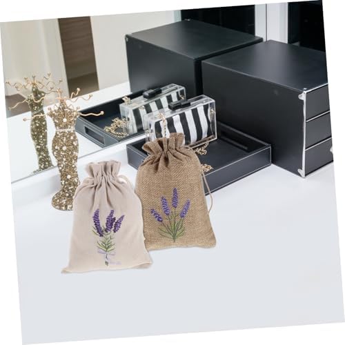 8pcs Lavender Canvas Drawstring Pouches for Jewelry and Small Items
