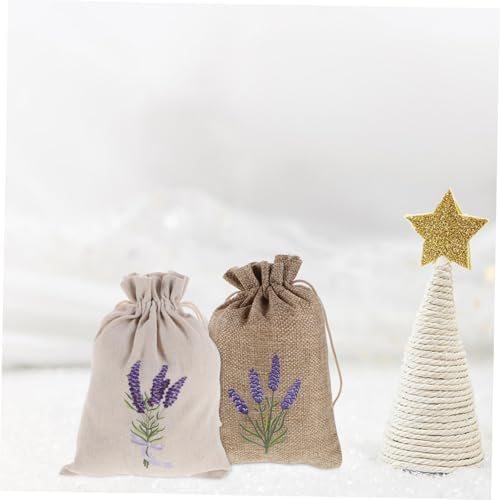 8pcs Lavender Canvas Drawstring Pouches for Jewelry and Small Items