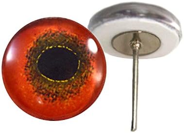 Red Parrot Glass Eyes On Wire Pin Posts for Needle Felting