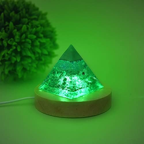 YAKAMOZ 2Pcs Round Wooden LED Light Display Base