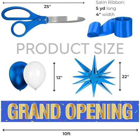 Blue Ribbon Cutting Ceremony Kit - 25 Inch Scissors Balloons Banner