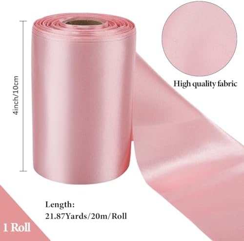 4 Inch Double Face Pink Satin Ribbon for Wedding and Crafts