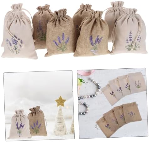 8pcs Lavender Canvas Drawstring Pouches for Jewelry and Small Items
