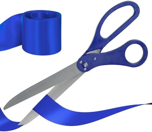 Large Grand Opening Ceremony Kit - 25 Inch Blue Scissors With Ribbon