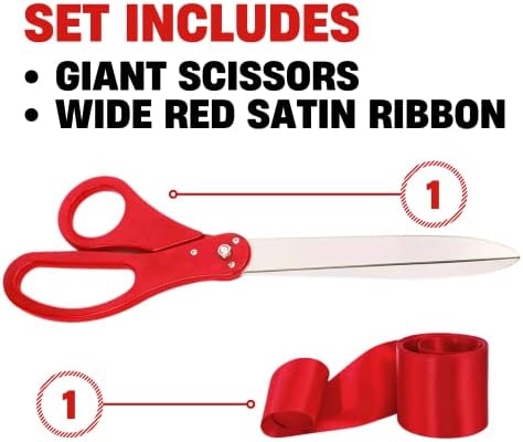 Grand Opening Ribbon Cutting Kit with 25 Scissors and Red Ribbon