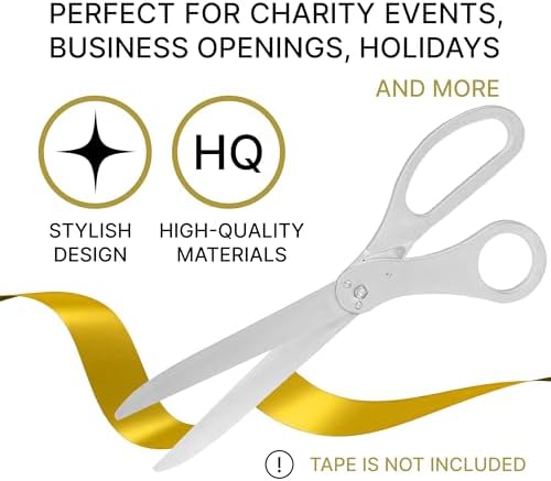 25 Inch White Ceremony Scissors for Grand Opening Events