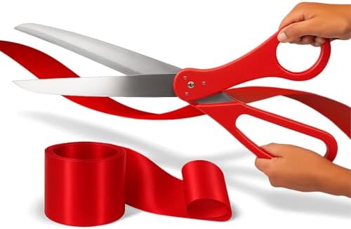 Grand Opening Ribbon Cutting Kit with 25 Scissors and Red Ribbon