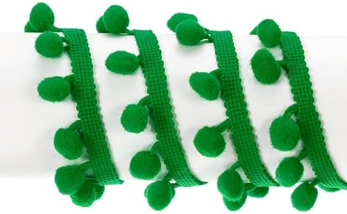 Uxcell Pom Pom Ball Fringe Trim 20 Yards Dark Green