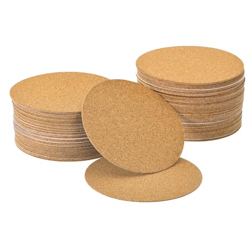 Uxcell 25pcs Self Adhesive Cork Coasters Round 35x35x008 Inches