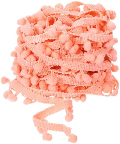 Uxcell Pom Pom Ball Fringe Trim 10 Yards Coral Pink