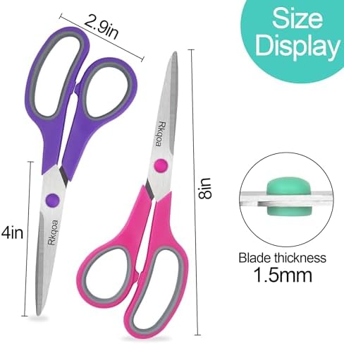 Almarto Black 6 Scissors Pack - 8 Inch All Purpose Scissors Set